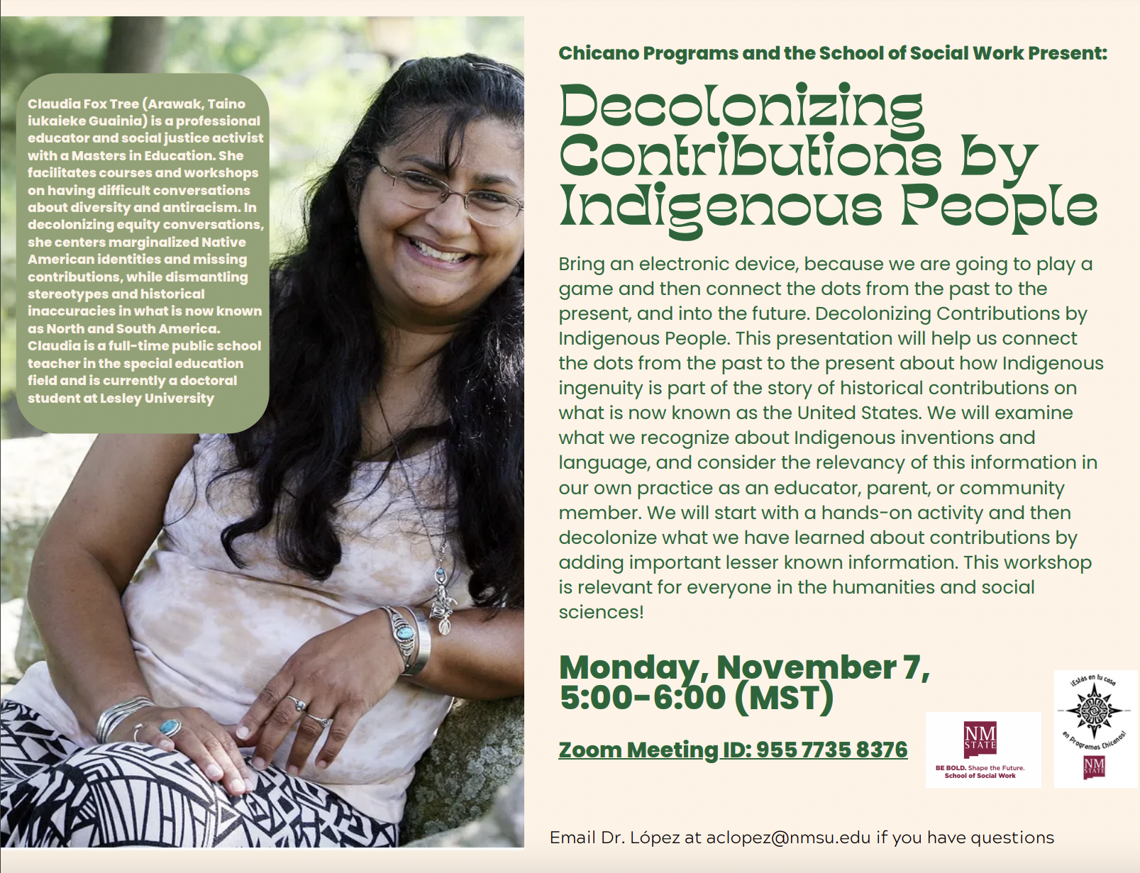 Flyer of Decolonizing Contributions by Indigenous People